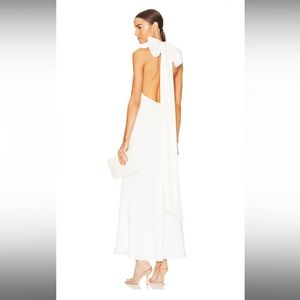 x REVOLVE Evianna Satin Gown in Ivory MISHA